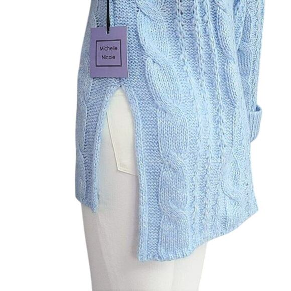 New! Michelle Nicole Cozy Soft Cable Knit Hi-Low Hem Side Slits Tunic Sweater - Picture 5 of 8